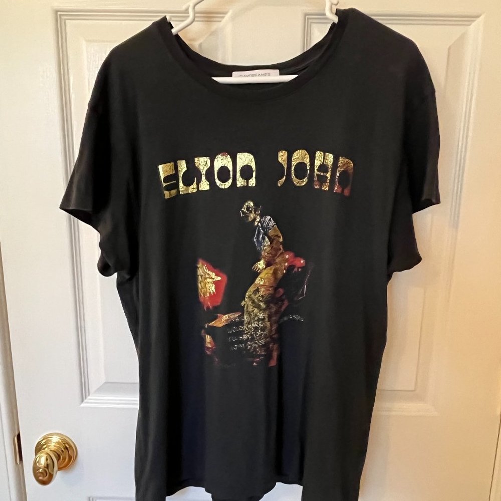 DAYDREAMER Elton John Gold Metallic t-shirt - Size L